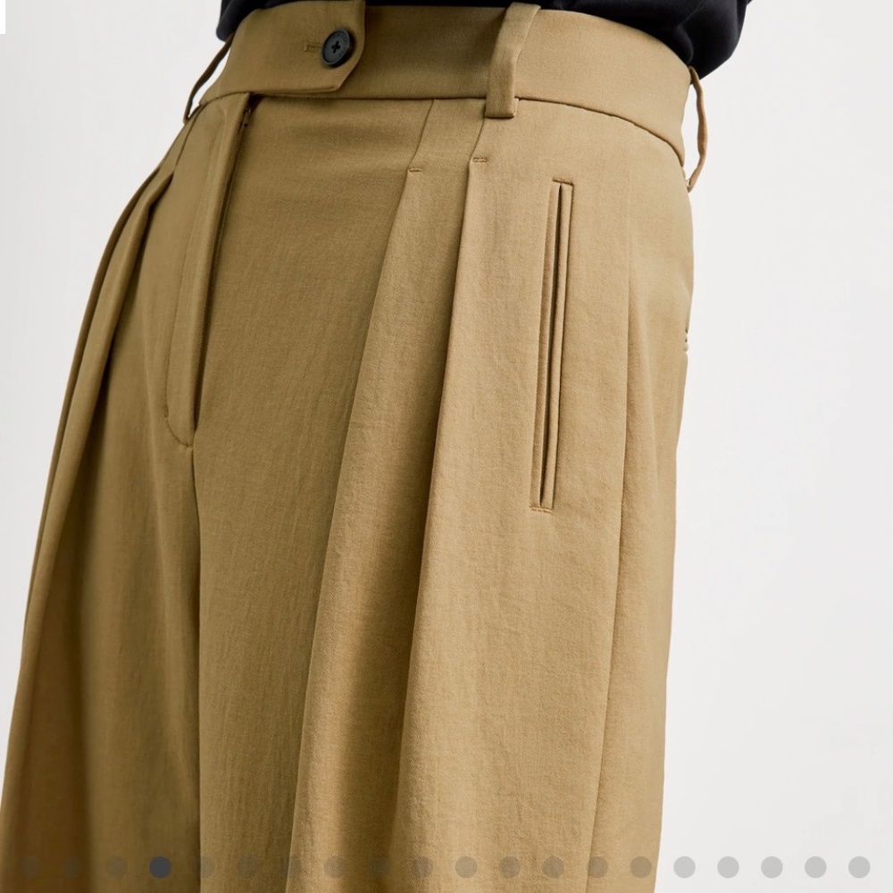 MM Lafleur Pleated Wide-Leg Trousers in Camel - Picture 2 of 8